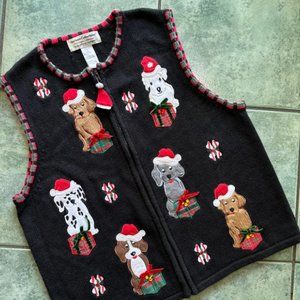 Puppy Dog Christmas Holiday Chunky Knit Novelty Sweater